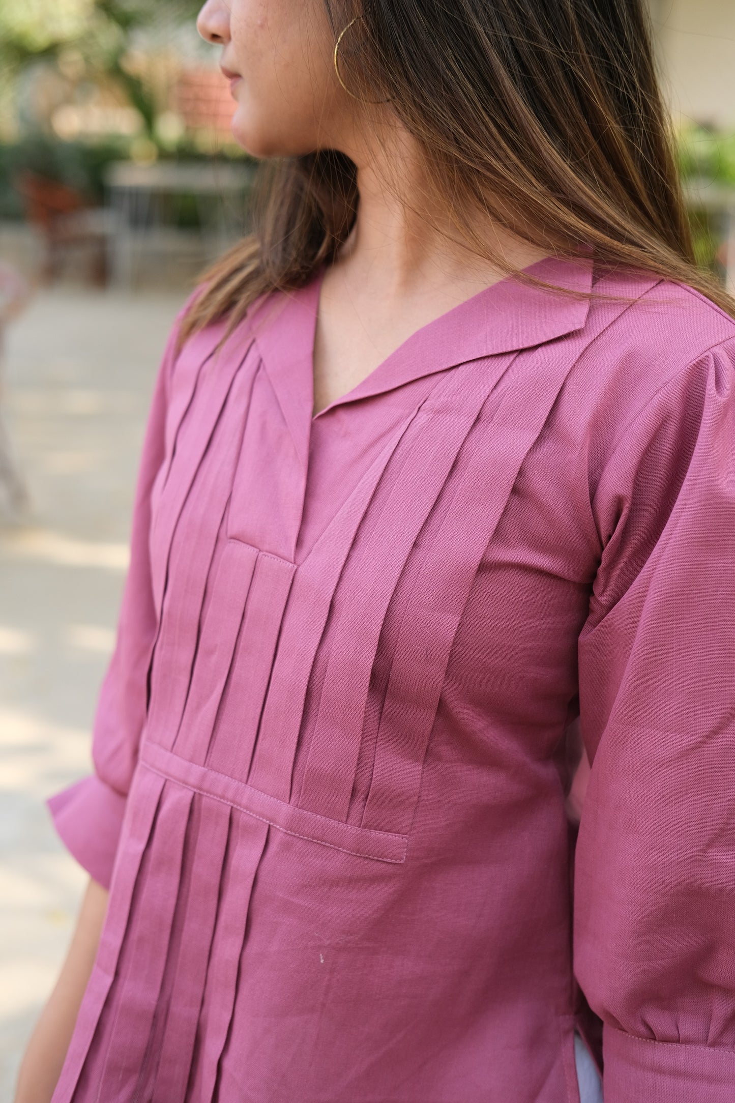 Pleated Collared Top